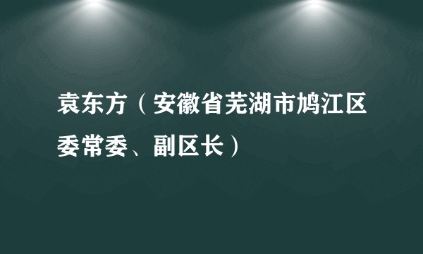 袁东方（安徽省芜湖市鸠江区委常委、副区长）