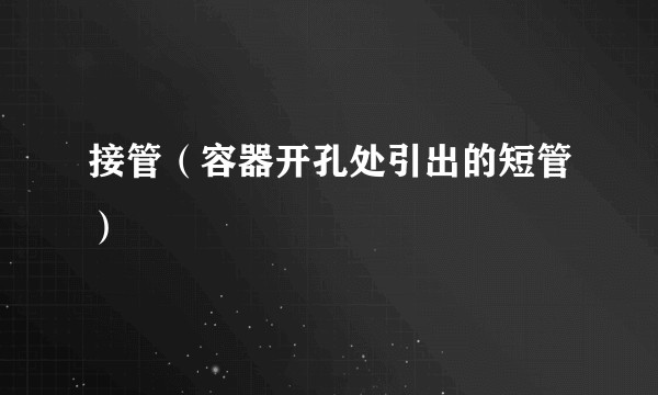 接管（容器开孔处引出的短管）