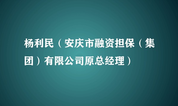 杨利民（安庆市融资担保（集团）有限公司原总经理）