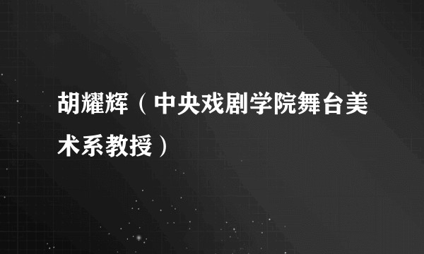 胡耀辉（中央戏剧学院舞台美术系教授）