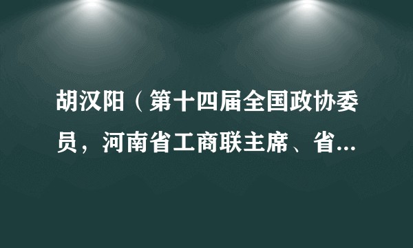 胡汉阳（第十四届全国政协委员，河南省工商联主席、省总商会会长）