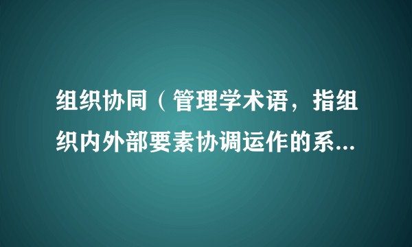组织协同（管理学术语，指组织内外部要素协调运作的系统化过程）