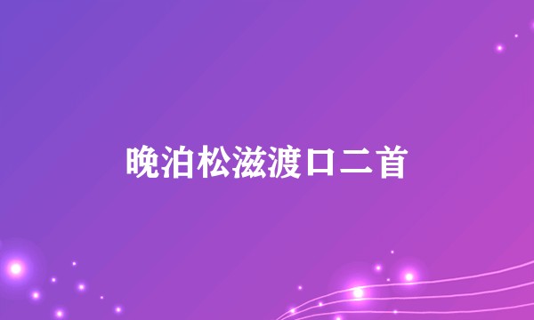 晚泊松滋渡口二首