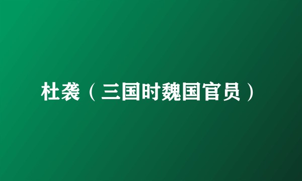 杜袭(三国时魏国官员)