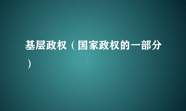 基层政权（国家政权的一部分）