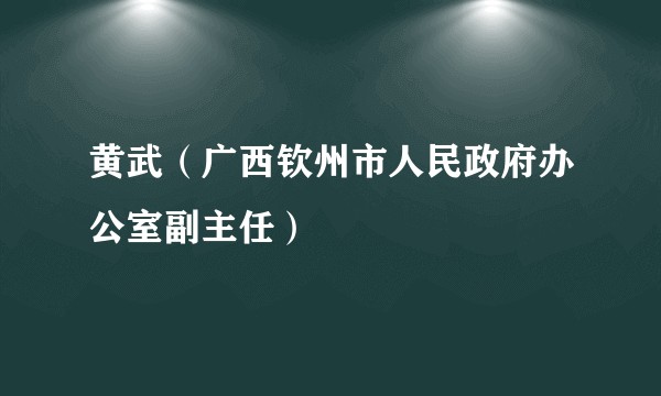 黄武（广西钦州市人民政府办公室副主任）