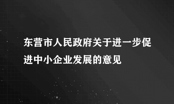 东营市人民政府关于进一步促进中小企业发展的意见