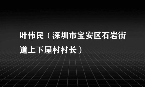 叶伟民（深圳市宝安区石岩街道上下屋村村长）