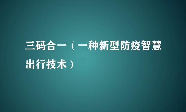 三码合一（一种新型防疫智慧出行技术）
