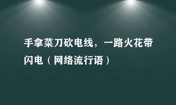 手拿菜刀砍电线,一路火花带闪电(网络流行语)