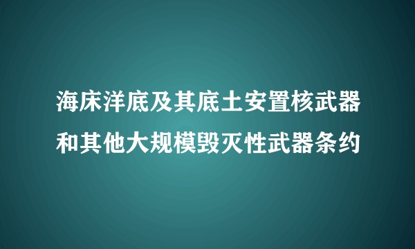 海床洋底及其底土安置核武器和其他大规模毁灭性武器条约