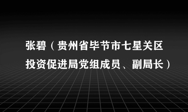张碧(贵州省毕节市七星关区投资促进局党组成员、副局长)