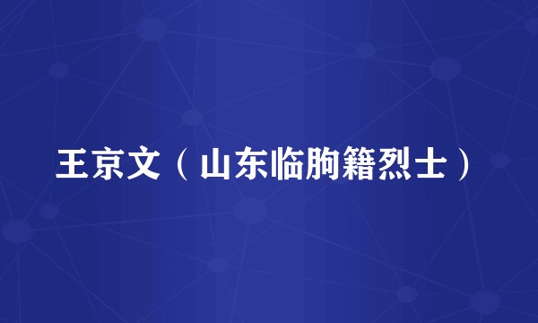 王京文（山东临朐籍烈士）