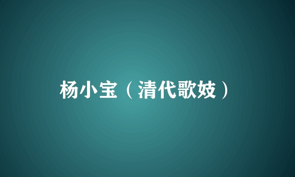 杨小宝（清代歌妓）
