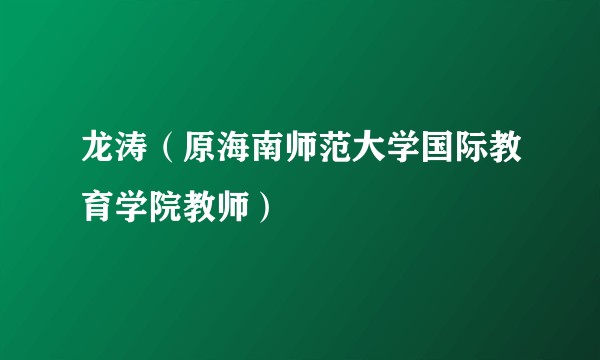 龙涛（原海南师范大学国际教育学院教师）