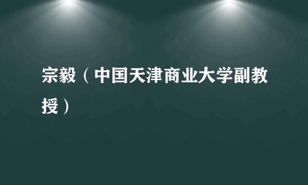 宗毅（中国天津商业大学副教授）