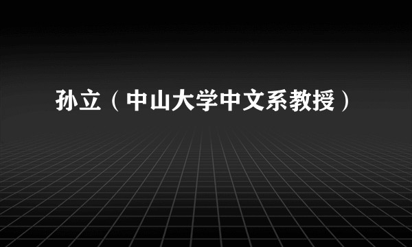 孙立（中山大学中文系教授）