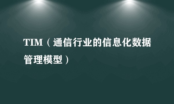 TIM（通信行业的信息化数据管理模型）
