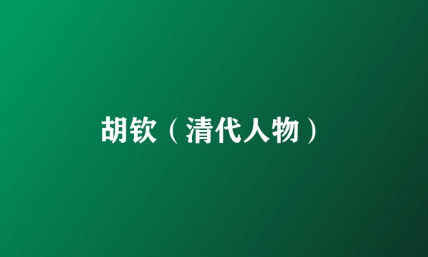 胡钦（清代人物）