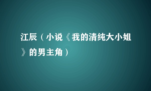 江辰（小说《我的清纯大小姐》的男主角）