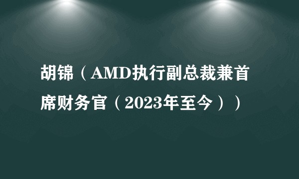 胡锦(AMD执行副总裁兼首席财务官(2023年至今))