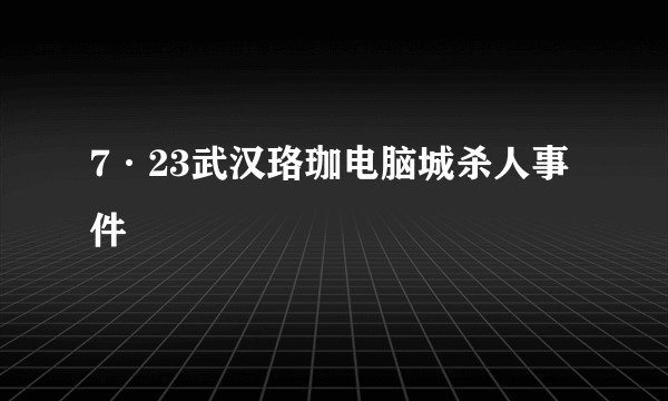 7·23武汉珞珈电脑城杀人事件