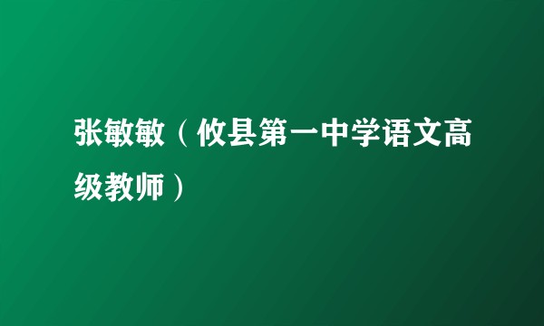 张敏敏（攸县第一中学语文高级教师）