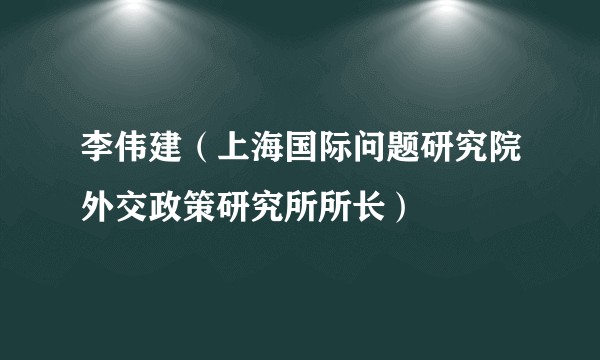 李伟建（上海国际问题研究院外交政策研究所所长）