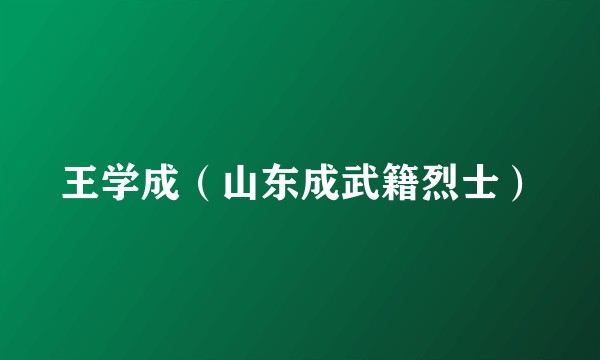 王学成（山东成武籍烈士）