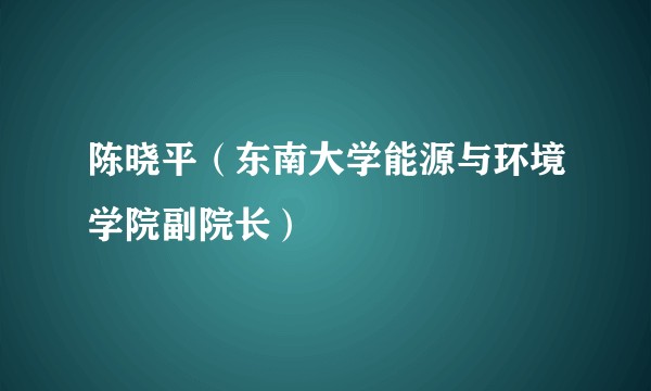 陈晓平（东南大学能源与环境学院副院长）
