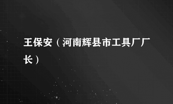 王保安（河南辉县市工具厂厂长）