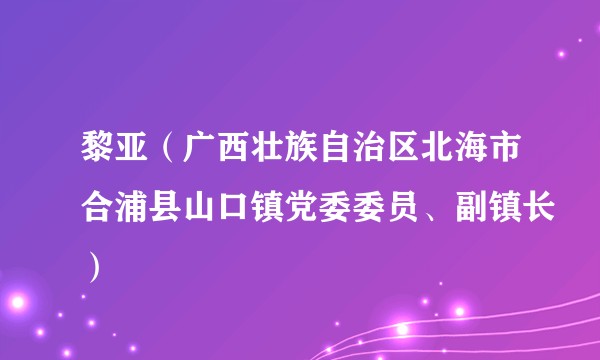 黎亚（广西壮族自治区北海市合浦县山口镇党委委员、副镇长）