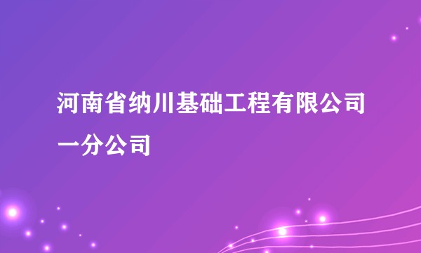 河南省纳川基础工程有限公司一分公司