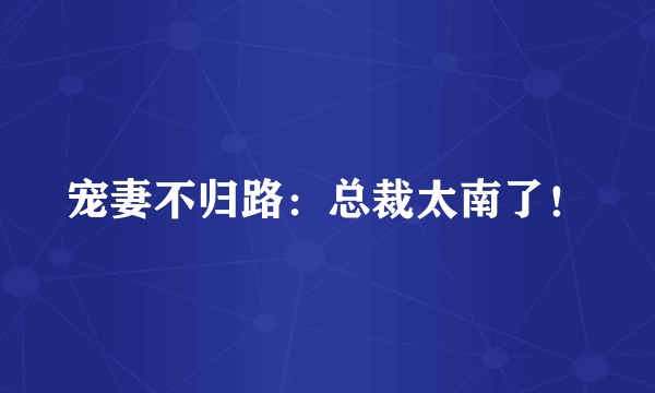 宠妻不归路：总裁太南了！
