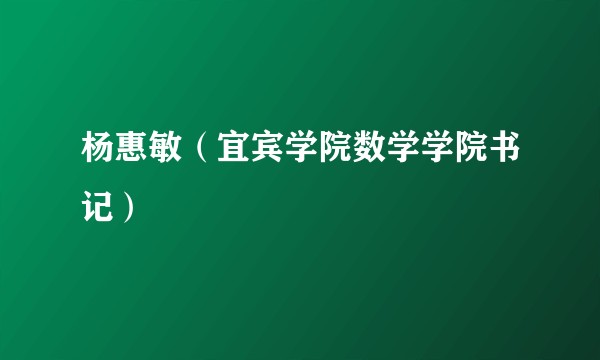 杨惠敏（宜宾学院数学学院书记）