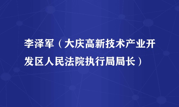 李泽军（大庆高新技术产业开发区人民法院执行局局长）