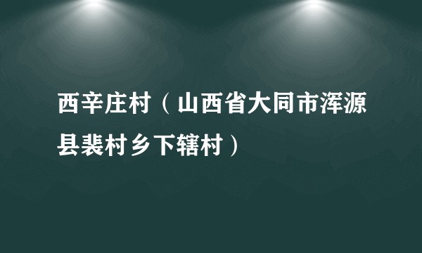 西辛庄村（山西省大同市浑源县裴村乡下辖村）