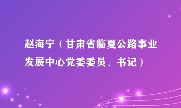 赵海宁（甘肃省临夏公路事业发展中心党委委员、书记）