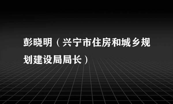 彭晓明(兴宁市住房和城乡规划建设局局长)