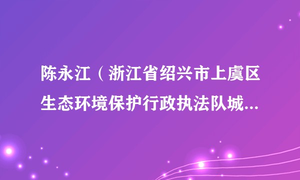 陈永江（浙江省绍兴市上虞区生态环境保护行政执法队城区中队副中队长）