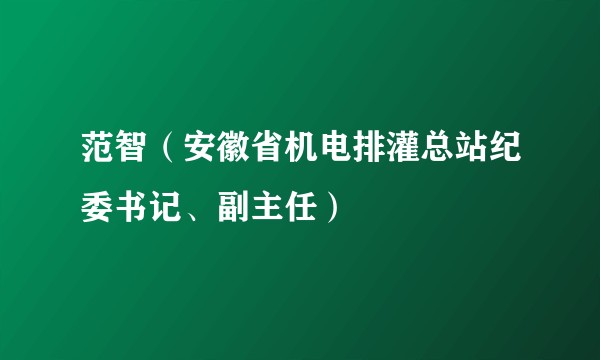 范智（安徽省机电排灌总站纪委书记、副主任）