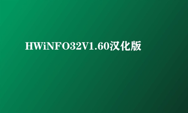 HWiNFO32V1.60汉化版