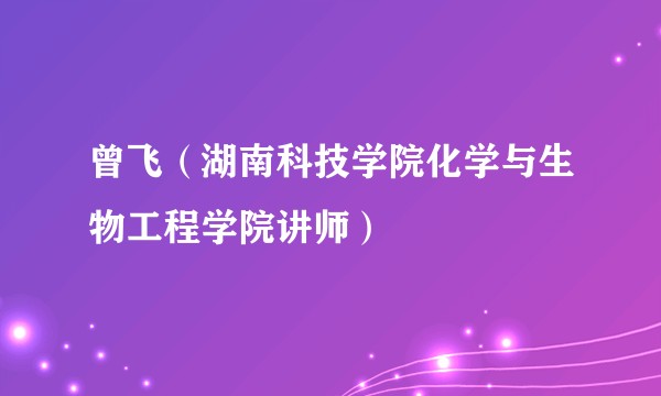 曾飞(湖南科技学院化学与生物工程学院讲师)