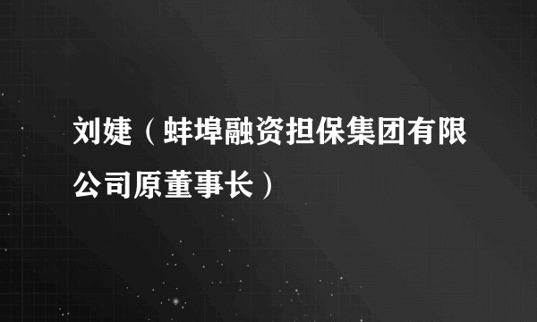 刘婕（蚌埠融资担保集团有限公司原董事长）