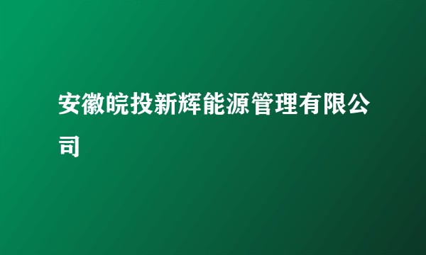 安徽皖投新辉能源管理有限公司