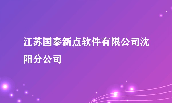 江苏国泰新点软件有限公司沈阳分公司