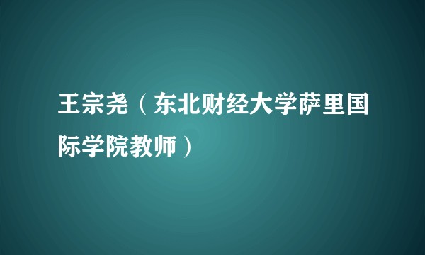 王宗尧（东北财经大学萨里国际学院教师）