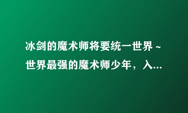 冰剑的魔术师将要统一世界～世界最强的魔术师少年，入读魔术学院～（御子柴奈奈创作的网络小说作品）