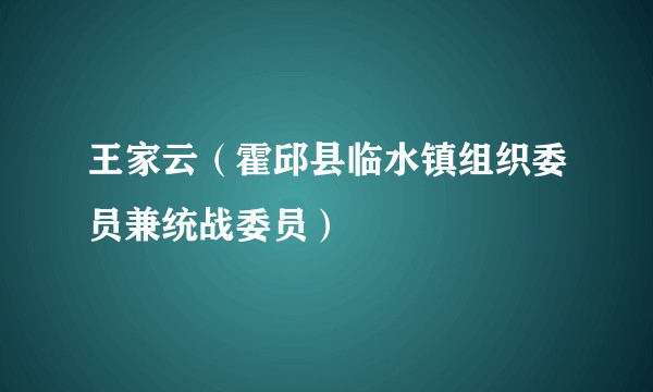 王家云（霍邱县临水镇组织委员兼统战委员）