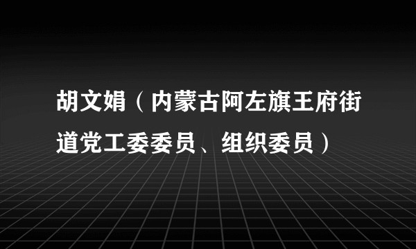 胡文娟(内蒙古阿左旗王府街道党工委委员、组织委员)
